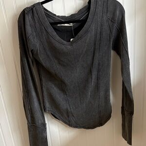 We The Free Charcoal Long Sleeve Top